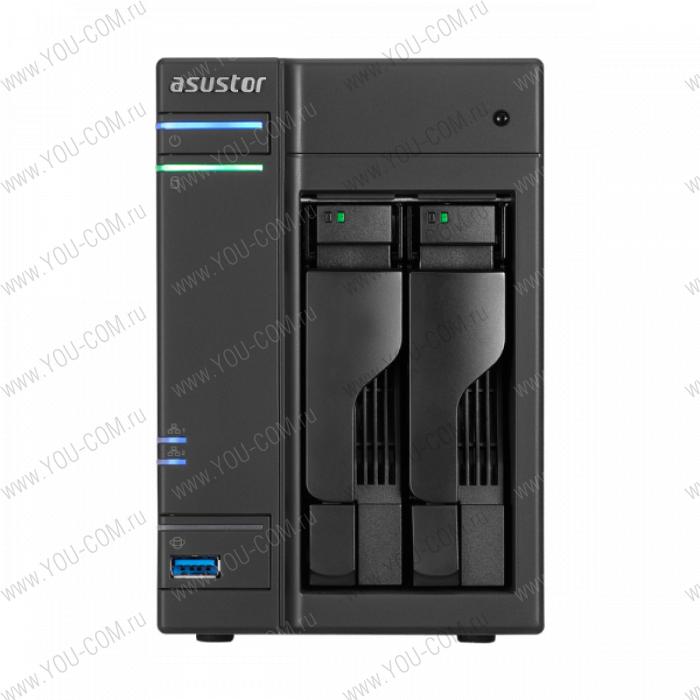 ASUSTOR AS6302T 2-Bay NAS/Media player/Intel Celeron J3355 2.0GHz up to 2.5GHz (Dual-Core ), 2GB SO-DIMM DDR3L, noHDD(HDD,SSD),/2x1GbE(LAN)/3xUSB3.0,HDMI/4ip camera license ; 90IX0131-BW3S10