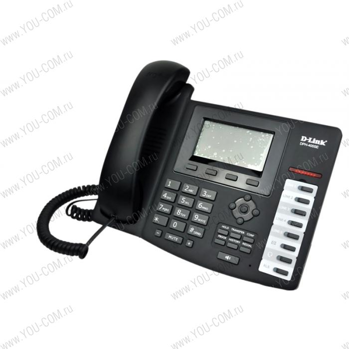 Телефон D-Link DPH-400SE/F4A, VoIP Phone with PoE support, 1 10/100Base-TX WAN port, and 1 10/100Base-TX LAN port.Call Control Protocol SIP, Russian menu, 5 independent SIP line with backup proxy server, P2P