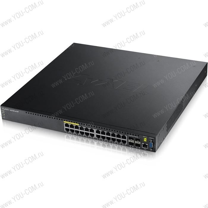 L2+ коммутатор Zyxel GS3700-24HP, 24xGE PoE+, 4xSFP, бюджет PoE 460/1000 Вт