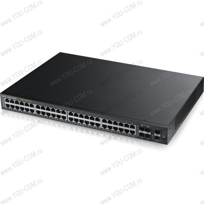 L2 коммутатор PoE+ Zyxel GS2210-48HP, 44xGE PoE+, 4xCombo (SFP/RJ-45), 2xSFP, бюджет PoE 375 Вт