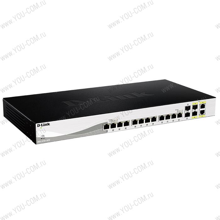 Коммутатор D-Link DXS-1210-16TC/A1A, L2+ Smart Switch with 12 10GBase-T ports and 2 10GBase-T/SFP+ combo-ports and 2 10GBase-X SFP+ ports.16K Mac address, 240Gbps switching capacity, 802.3x Flow Control, 802.3a