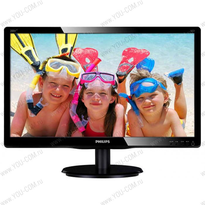 Монитор 19,5" Philips 200V4LAB2 1600x900 TN LED 16:9 5ms VGA DVI-D 10M:1 90/65 200cd SpeakersBlack