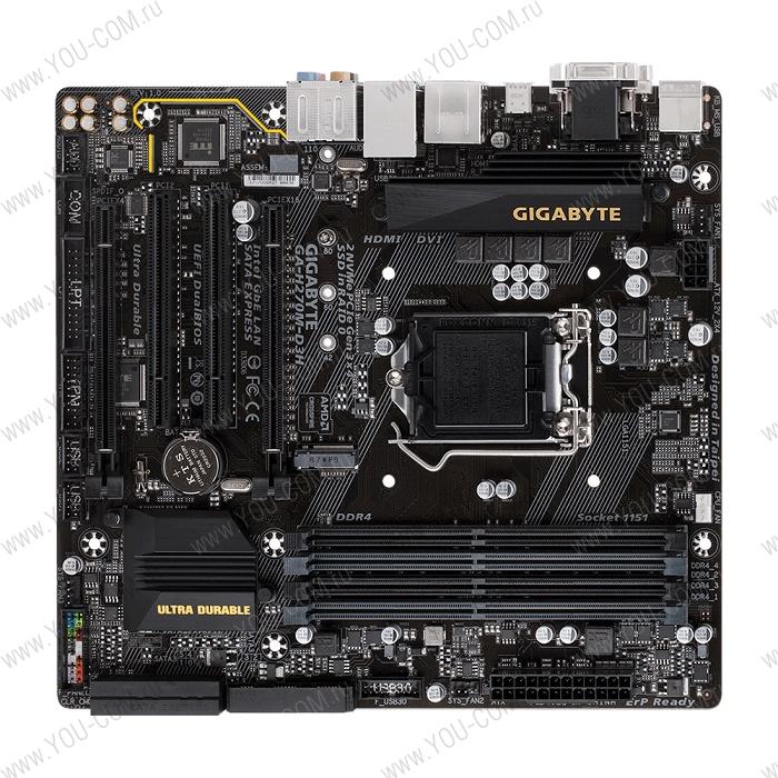 Материнская плата Gigabyte GA-H270M-DS3H (Socket 1151, intel H270, 4*DDR4 2400, D-Sub, DVI-D, HDMI, DisplayPort, 2xPCI-Ex16, 2xPCI-Ex1, 1xM.2, Gb Lan, Audio (S/PDIF), USB 3.1, RAID, SATA 3.0, mATX) ; GAH27MS3H-00-G