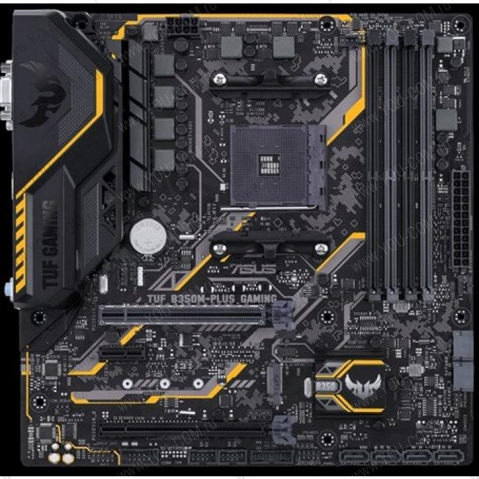 Материнская плата ASUS TUF B350M-PLUS GAMING, Socket AM4, B350, 4*DDR4, D-Sub+DVI+HDMI, CrossFireX, SATA3 + RAID, Audio, Gb LAN, USB 3.1*8, USB 2.0*6, COM*1 header (w/o cable), mATX ; 90MB0UU0-M0EAY0