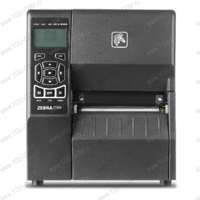 Zebra DT Printer ZT230; 203 dpi, Euro and UK cord, Serial, USB, Peel
