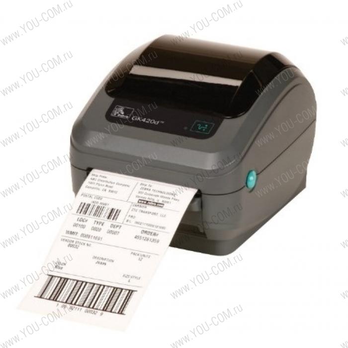 Zebra DT Printer GK420d; 203 dpi, EU and UK Cords, EPL, ZPLII, USB, Serial, Centronics Parallel