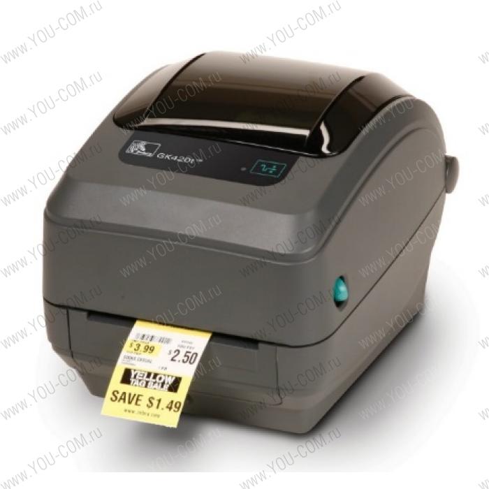 Zebra TT Printer GK420t; 203 dpi, EU and UK Cords, EPL, ZPLII, USB, Serial, Centronics Parallel