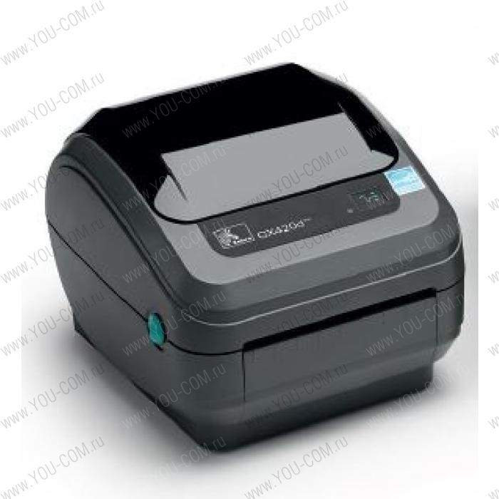 Zebra DT Printer GX420d; 203dpi, EU and UK Cords, EPL2, ZPL II, USB, Serial, Centronics Parallel