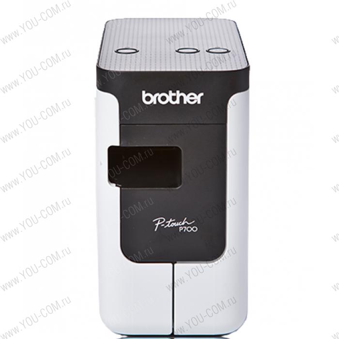 Принтер наклеек Brother PT-P700, ленты TZE/HSE до 24 мм, кол-во строк любое, 30 мм/сек, автонож, USB, печать ШК