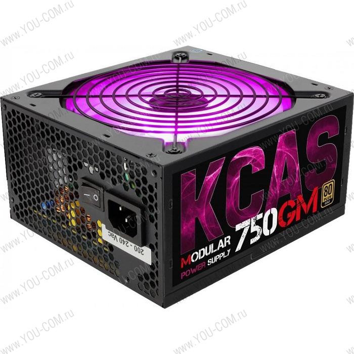 Блок питания Aerocool 750W Retail KCAS-750GM, модульный, ATX v2.4, 80+ Gold, 4+4-Pin, 4x PCI-E (6+2-Pin), 7x SATA, 4x MOLEX, 14-см c RGB подсветкой