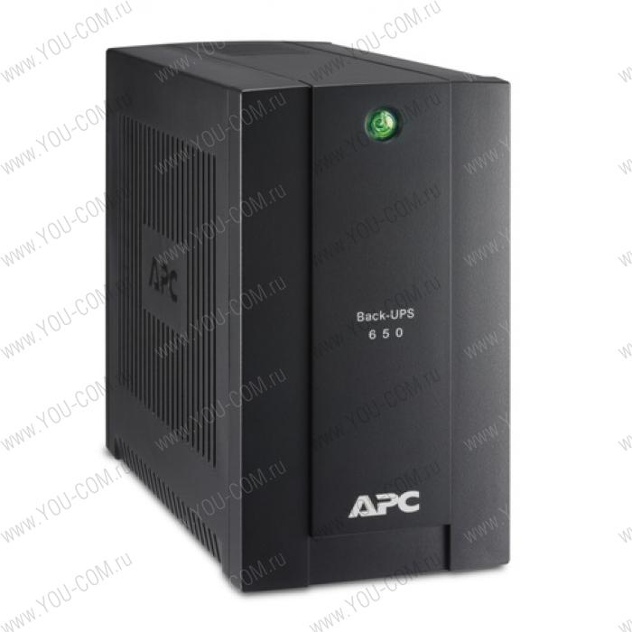 ИБП мощностью 650ВА/360Вт для персональных компьютеров APC Back-UPS 650VA/360W, 230V, 4xC13 outlets, 2 year warranty(незначительное повреждение коробки)