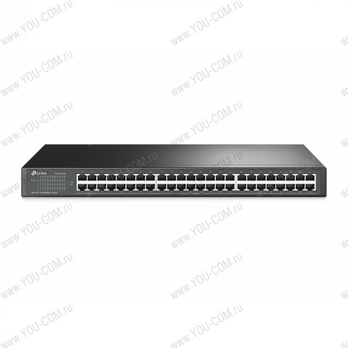 Коммутатор [TL-SF1048] Tp-Link TL-SF1048 48 портов RJ45 10/100 Мбит/с, 1U 19-дюймовый монтируемый в стойку стальной корпус