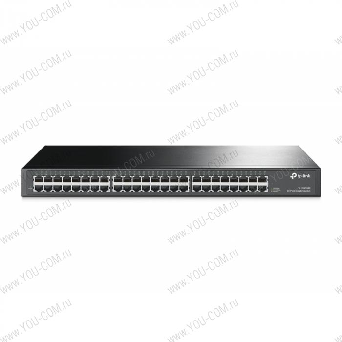 Коммутатор [TL-SG1048] Tp-Link TL-SG1048 48 портов RJ45 10/100/1000 Мбит/с, 1U 19-дюймовый монтируемый в стойку стальной корпус