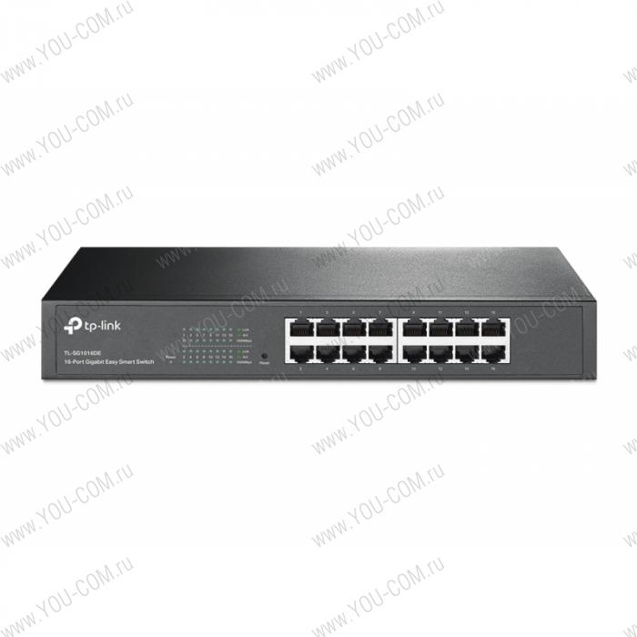 Коммутатор [TL-SG1016D] Tp-Link TL-SG1016D 16 портов RJ45 10/100/1000 Мбит/с, 1U 13-дюймовый стальной корпус