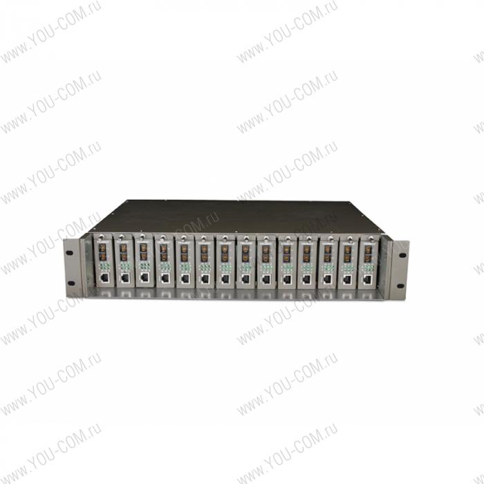 Шасси [TL-MC1400] Tp-Link TL-MC1400 14-слотовое шасси для неуправляемых медиаконвертеров, совместим со сменными модулями питания, предустановленный блок питания переменного тока, монтаж в 19-дюймовую стойку, высота: 2U