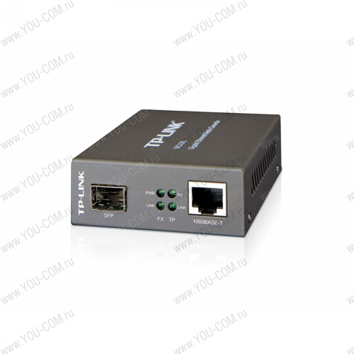 Медиаконвертер [MC220L] Tp-Link MC220L 1000 Мбит/с RJ45 - 1000 Мбит/с SFP-слот с поддержкой модулей MiniGBIC, переключающийся адаптер питания, возможность установки в шасси