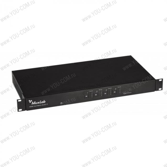 Матричный коммутатор 4x4 HDMI/HDBT с PoE, разрешение 1080р MuxLab 500416-PoE-EU