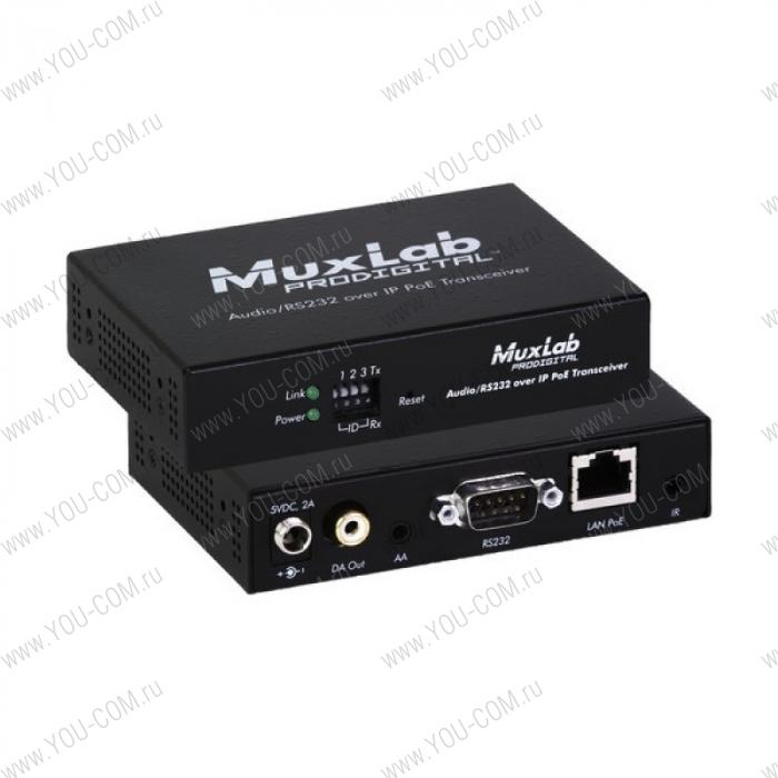 Приемник или Передатчик Audio/RS232/IR over IP с PoE MuxLab 500755