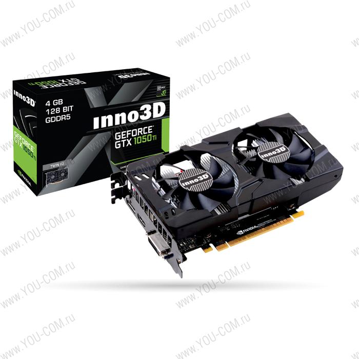 Видеокарта Inno3D GeForce GTX 1050 Ti Twin X2 N105T-1DDV-M5CM <GTX1050Ti, GDDR5, 128bit, HDCP, DVI, HDMI, DP, Rtl