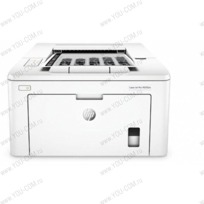 Принтер HP LaserJet Pro M203dn (A4, 1200dpi, 28ppm, 256MB, 2 trays 250+10, USB/Eth, Cartridge 1000 pages in box, 1 warr, repl.CF455A) (незначительное повреждение коробки)