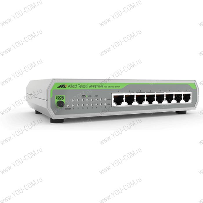 Коммутатор Allied Telesis 8-port 10/100TX unmanaged switch with internal PSU, EU Power Cord