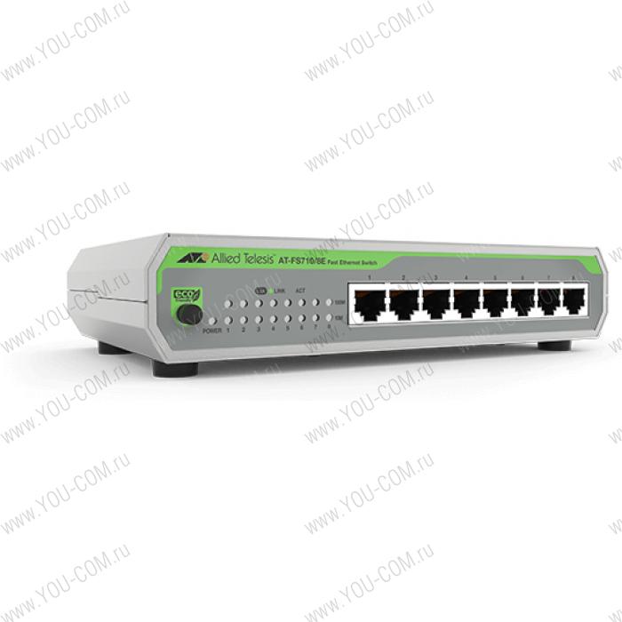 Коммутатор Allied Telesis 8-port 10/100TX unmanaged switch with external PSU, Multi-Region Adopter