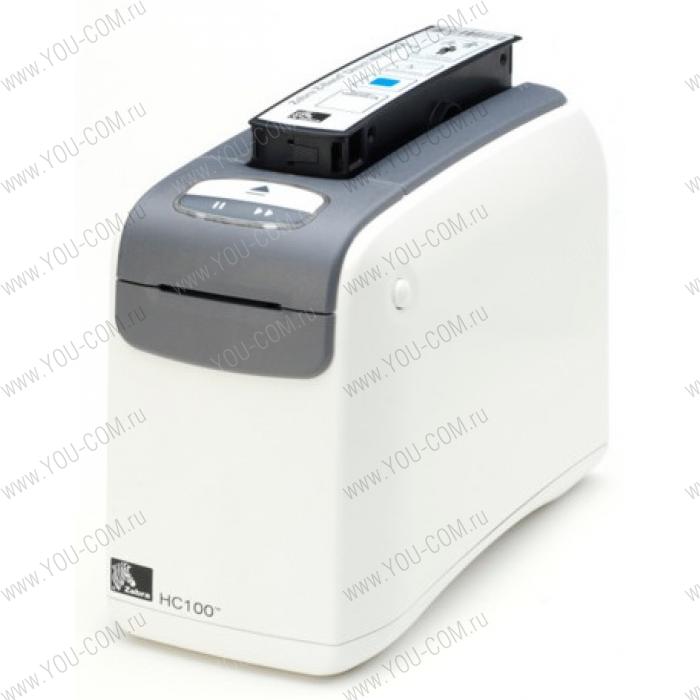 Принтер браслетов Zebra Zebra DT Printer HC100; 300 dpi, EU and UK Cords, Swiss 271 font, ZPL II, XML, Serial, USB, 10/100 Internal Print Server
