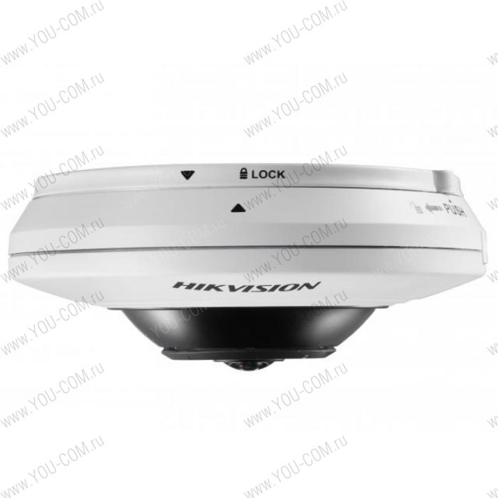fisheye IP-камера Hikvision DS-2CD2935FWD-I(1.16мм) Hikvision 3Мп c EXIR-подсветкой до 8м1/2.8" Progressive Scan CMOS; fisheye объектив 1.16мм; угол обзора по гор.:180°, по верт.:180°; механический ИК-фильтр;
