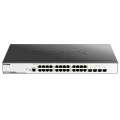 D-Link DGS-3000-28L/B1A, L2 Managed Switch with 24 10/100/1000Base-T ports and 4 1000Base-X SFP ports.16K Mac address, 802.3x Flow Control, 4K of 802.1Q VLAN, VLAN Trunking, 802.1p Priority Queues, T