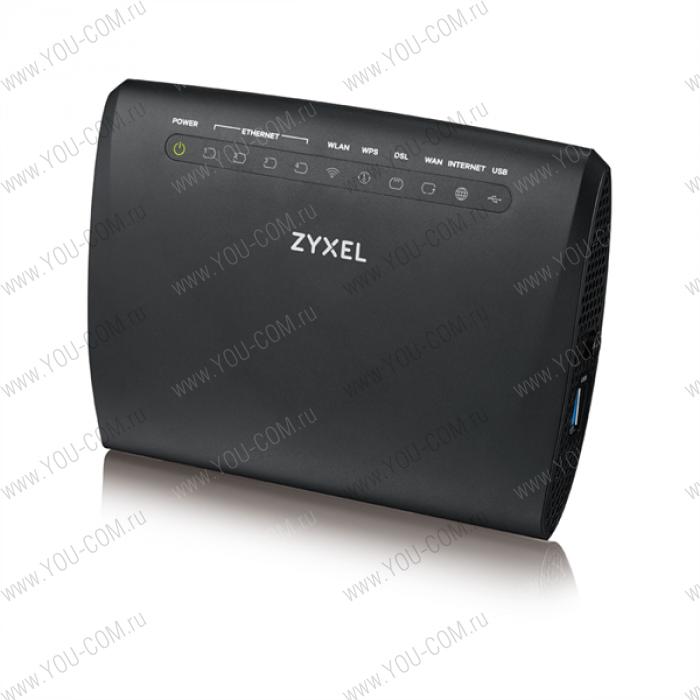 Wi-Fi роутер VDSL2/ADSL2+ Zyxel VMG3312-T20A, 2xWAN  (GE RJ-45 и RJ-11), Annex A, profile 17a/30a, 802.11n (2,4 ГГц) до 300 Мбит/с, 4xLAN FE, 1xUSB2.0 (поддержка 3G/4G модемов)