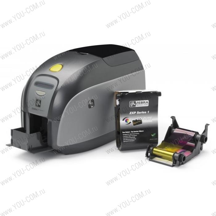 Принтер пластиковых карт Zebra Printer ZXP Series 1; Single Sided, UK/EU Cords, USB