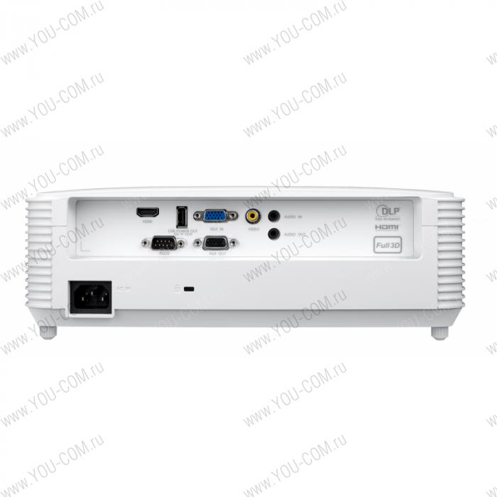 Проектор Optoma [X308STe] Full 3D; DLP, XGA (1024*768), 3500 ANSI Lm, 22 000:1, Короткофокусный TR 0.617:1; HDMI 1.4a x1; VGA (YPbPr/RGB) x1; Composite x1; AudioIN x1; VGA Out; Audio Out; USB-A power 1A; RS232; 10W x1; 3.0 кг. белый [E1P1A26WE1Z1]
