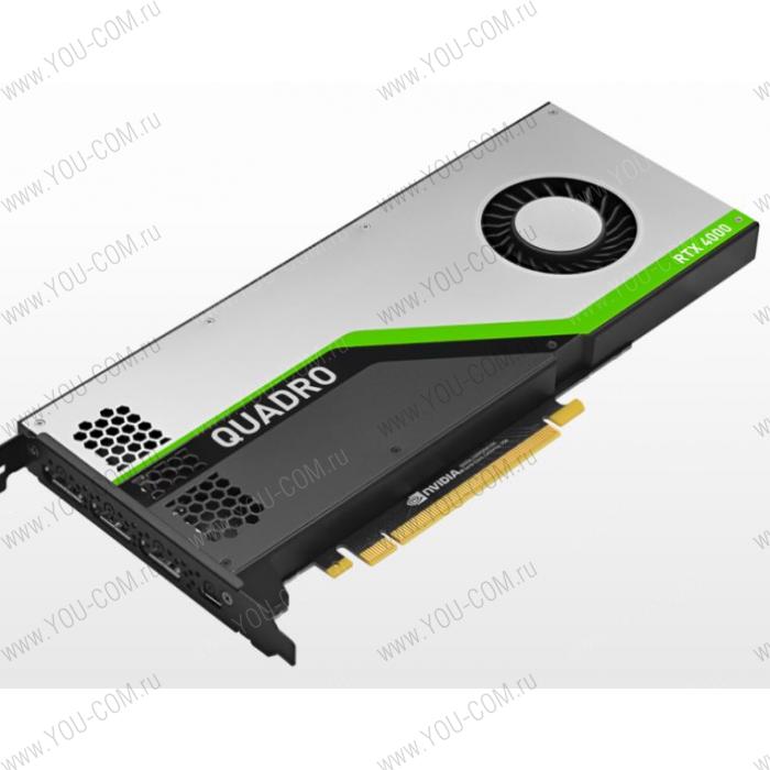 Видеокарта PNY Nvidia Quadro RTX4000 8GB GDDR6 ECC 256-bit PCI-Express x16 Gen 3.0, 2034 Cuda cores,  SLI , HDCP 2.2, HEVC and HDMI 2.0 support, 3x DP 1.4, 1x VirtualLink, adapters: 1x DisplayPort to DVD-D (SL),