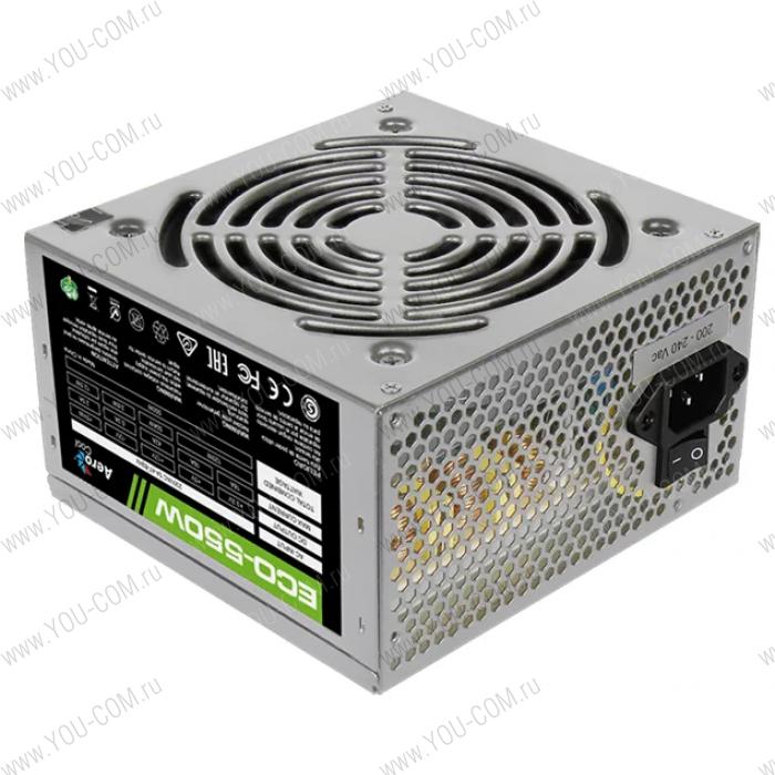 Блок питания Aerocool 550W Retail ECO-550W ATX v2.3 Haswell, fan 12cm, 400-mm cable, power cord, 20+4P, 12V 4+4P, 1x PCI-E 6+2P, 4x SATA, 3x PATA, 1x FDD