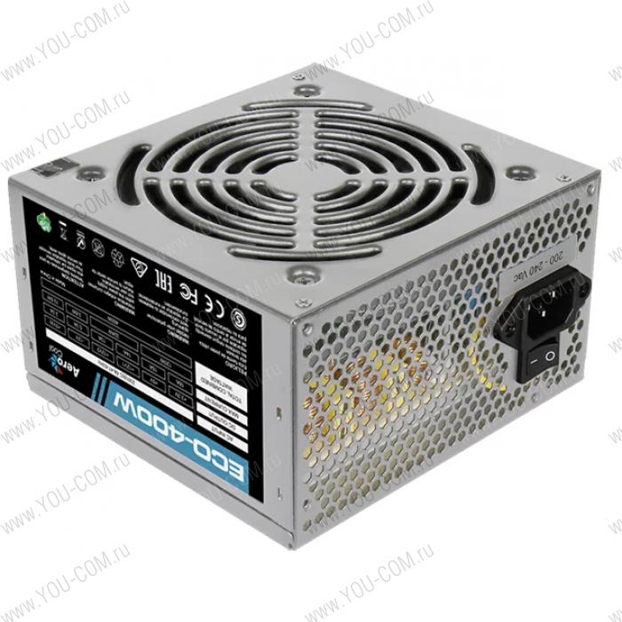 Блок питания Aerocool 400W Retail ECO-400W ATX v2.3 Haswell, fan 12cm, 400-mm cable, power cord, 20+4P, 12V 4P, 1x PCI-E 6P, 2x SATA, 2x PATA, 1x FDD