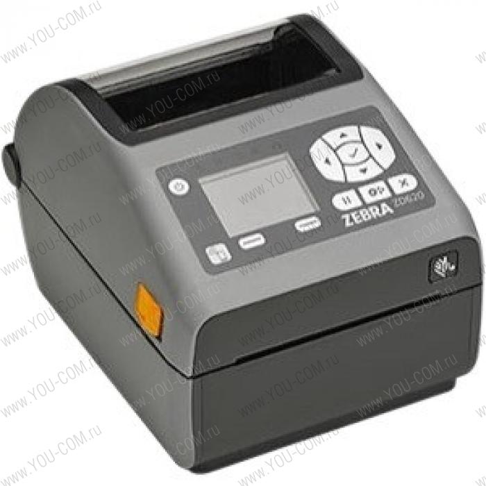 Zebra DT Printer ZD620; Standard EZPL, 203 dpi, EU and UK Cords, USB, USB Host, BTLE, Serial, Ethernet, Cutter