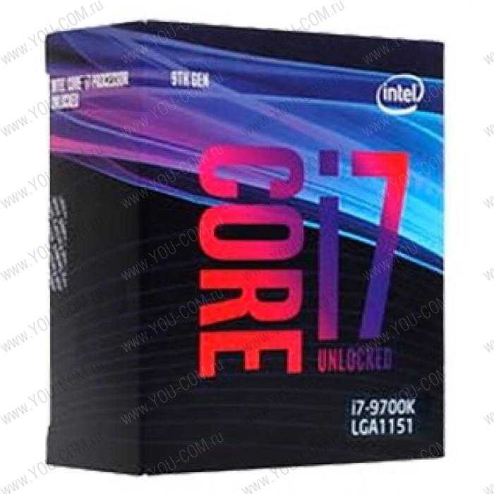 CPU Intel Core i7-9700K (3.6GHz/12MB/8 cores) LGA1151 BOX (Integrated Graphics HD 630 350MHz, max mem.128Gb DDR4-2666, Optane mem.sup.) BX80684I79700KSRELT/BX80684I79700KSRG15