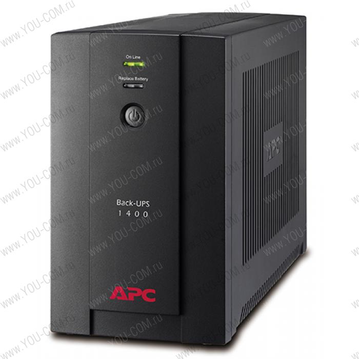 APC Back-UPS 1400VA/700W, 230V, AVR, Interface Port USB, (6) IEC Sockets, user repl. batt., 2 year warranty (незначительное повреждение коробки)