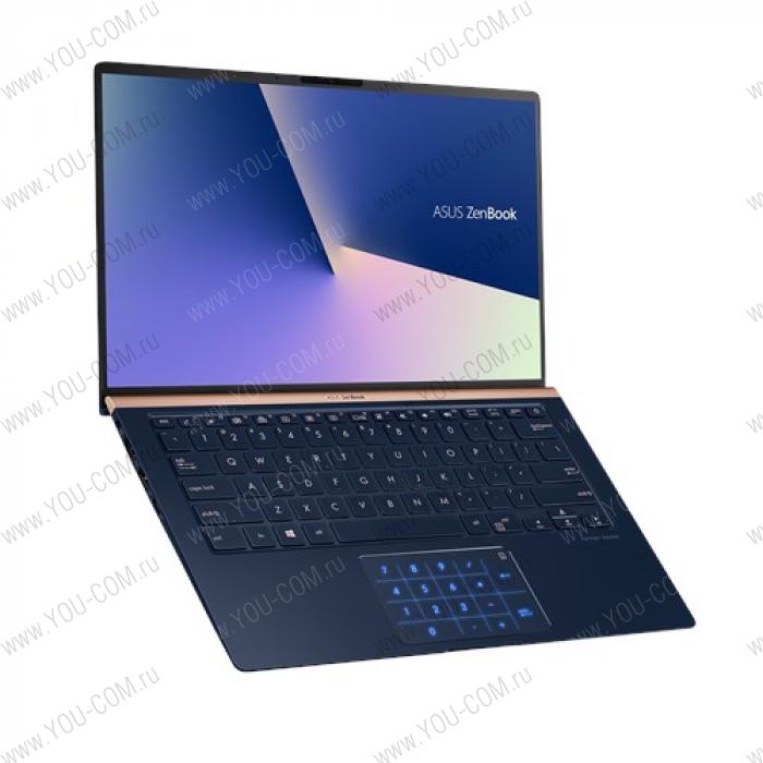 Ноутбук ASUS Zenbook 14 UX433FN-A5360 Core i7 8565U/8GB/512GB PCIe SSD/GeForce MX150 2Gb/14"FHD (1920x1080)/DOS/Illum KB/1,1kg/Royal Blue