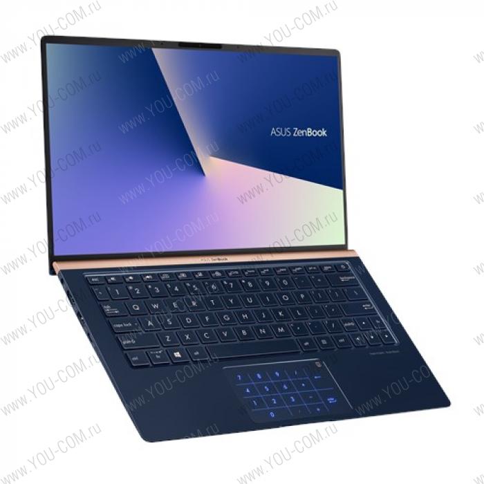 ASUS Zenbook 13 UX333FN-A3107 Core i7 8565U/8Gb/512GB SSD/NVIDIA MX150 2Gb/13.3"FHD (1920x1080)/Number Pad/DOS/Illum KB/1,1kg/Royal_Blue/Sleeve + USB3.0 to RJ45 cable