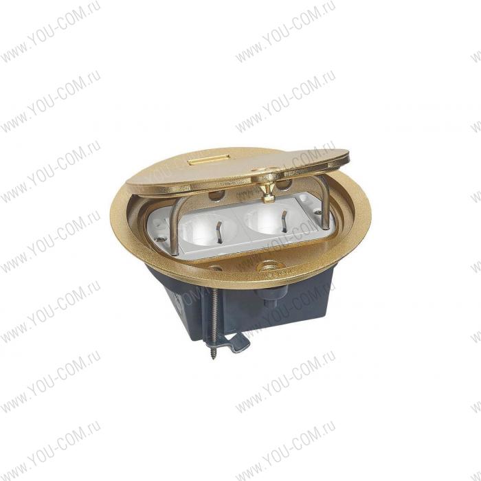 Нап.кор.кр.лат.IP66 откид.кр. [088063] Legrand Напольная коробка круглая IP 66 c откидной крышкой 4 модуля латунь