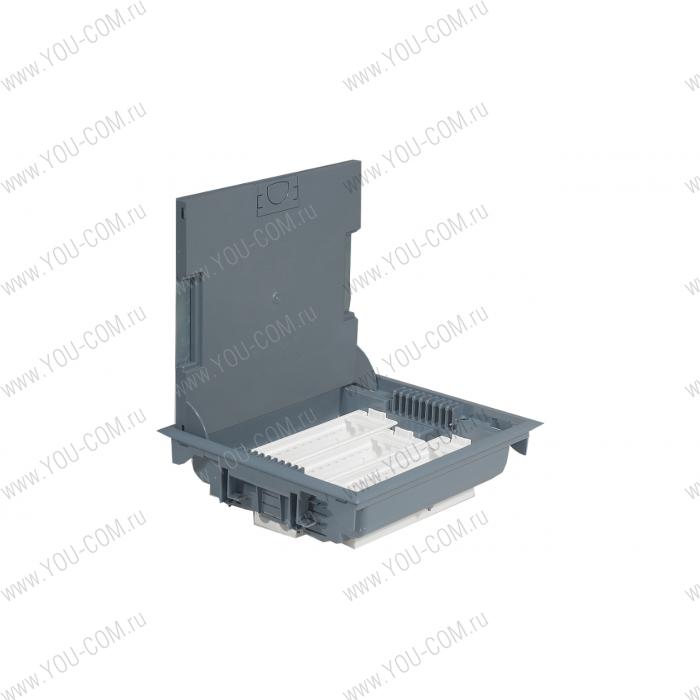 Кор.нап. сер.18м гор. 75-105мм [089610] Legrand Напольная коробка с глубиной 75-105 мм - неукомплектованная - 18 модулей -антикоррозийное покрытие - серый RAL 7031
