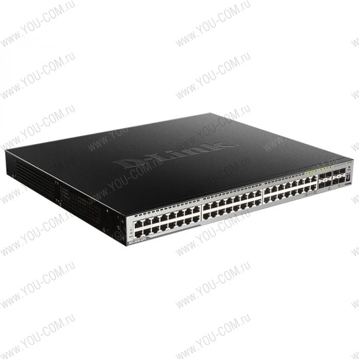 D-Link DGS-3630-52PC/A1ASI, L3 Managed Switch with 44 10/100/1000Base-T ports and 4 100/1000Base-T/SFP combo-ports and 4 10GBase-X SFP+ ports (48 PoE ports 802.3af/802.3at (30 W), PoE Budget 370W, PoE