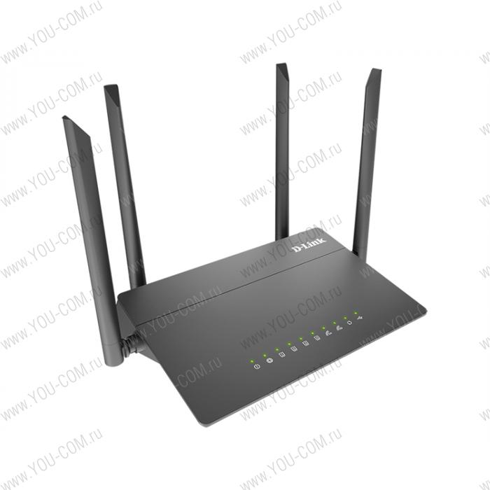 Маршрутизатор D-Link DIR-815/RU/R1B, Wireless AC1200 Dual-Band Router with 3G/LTE Support, 1 10/100Base-TX WAN port, 4 10/100Base-TX LAN ports and 1 USB Port