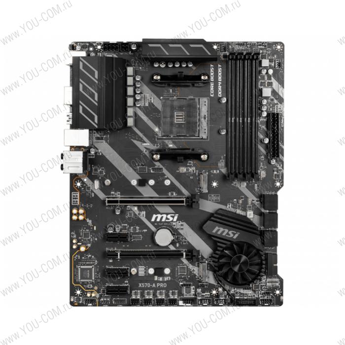 MSI X570-A PRO AM4, AMD X570, 4xDDR4-4400 МГц, 2xPCI-Ex16, аудио 7.1, ATX