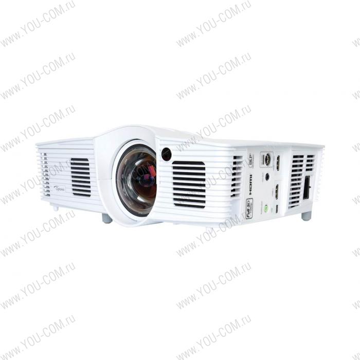 Проектор Optoma GT1070Xe Full 3D короткофокусный для дом. кинотеатра, DLP, FullHD(1920x1080), 2800 ANSI Lm, 23000:1;16:9; (0.49:1 - фикс.); HDMI v1.4 x2(MHL); Audio Out 3.5mm;12V Trigger;3D-Sync;USB Service;10Вт;26 dB;сумка