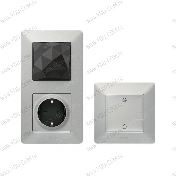Стартовый пакет. [752396] Legrand Valena Life with NETATMO - Шлюз WiFi + умная розетка 2К+З 16А 230В + главный беспроводной выключатель "Я дома/Я вне дома". - Цвет Алюминий
