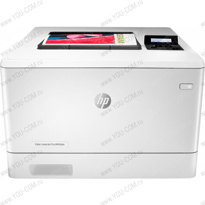 Принтер HP Color LaserJet Pro M454dn Printer (A4,600x600dpi,27(27)ppm,ImageREt3600,256Mb,Duplex, 2trays 50+250,USB2.0/GigEth, ePrint, AirPrint, PS3, 1y warr, 4Ctgs1200pages in box, repl. CF389A)