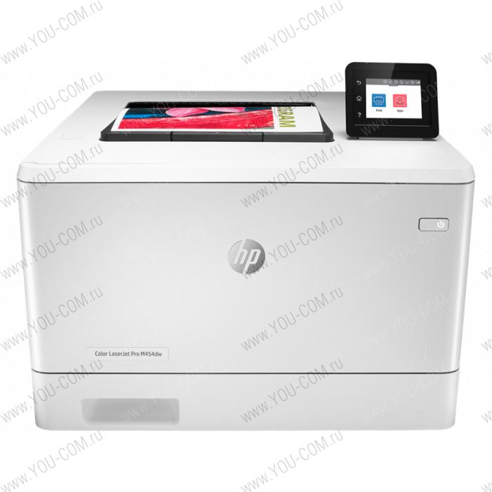 Принтер HP Color LaserJet Pro M454dw Printer (A4,600x600dpi,27(27)ppm,ImageREt3600,512Mb,Duplex, 2trays 50+250,USB 2.0/GigEth/WiFi/Bluetooth/Easy-access USB port,AirPrint, PS3, 1y warr, 4Ctgs1200pages in box)