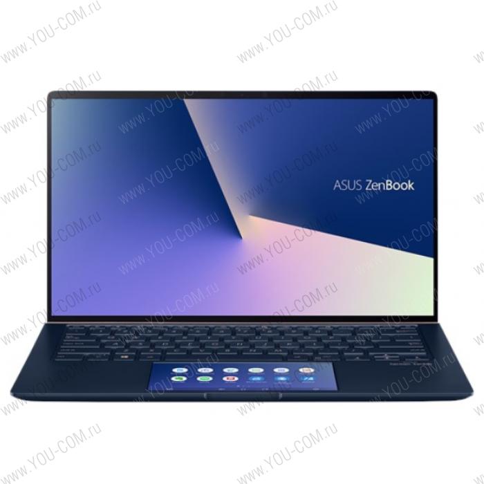 ASUS Zenbook 14 UX434FL-A6024T Core i5-8265U/8Gb/256Gb SSD/Nvidia MX250 2Gb/14,0 FHD 1920x1080 Glare/WiFi/BT/HD IR/Windows 10 Home/1.26Kg/Royal_Blue/ScreenPad 2.0/Sleeve+USB3.0  (Полосы на ScreenPad)